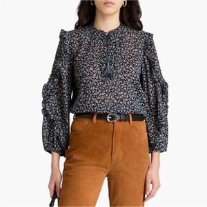 Ulla Johnson Lillian blouse floral‎ cotton 2 designer boho coquette coastal